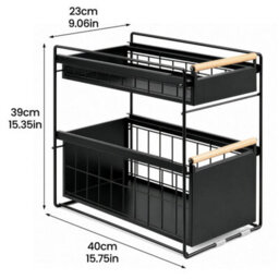 Metal Cabinet Organizer Space-Saving Kitchen Storage Rack Portable And Mesh Rack Double Layer - thumbnail 2