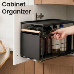 Metal Cabinet Organizer Space-Saving Kitchen Storage Rack Portable And Mesh Rack Double Layer - thumbnail 3