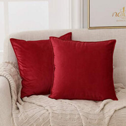 Deconovo Set Of 2 Square Crushed Velvet Cushion Covers With Invisible Zipper 40Cm X 40Cm Red - thumbnail 1