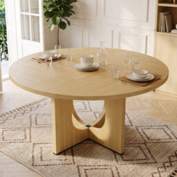 Matteo Farmhouse Round Dining Table - Oak Effect - Seats 4-6 - 120Cm Diameter Kitchen & Living Room Furniture - thumbnail 5