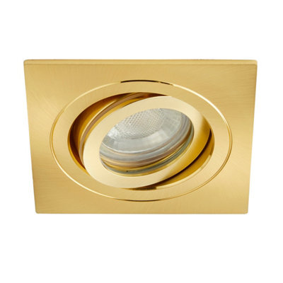 Plum&clay Lumiere Gold Effect Recessed Tiltable Square Led Downlight, Ip65 Fire Rated