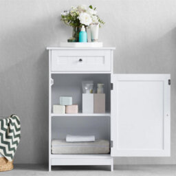 White Bathroom 1 Drawer 1 Door Cabinet Bedroom Storage Dresser Cupboard - thumbnail 3