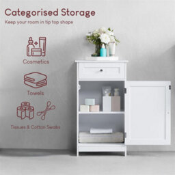 White Bathroom 1 Drawer 1 Door Cabinet Bedroom Storage Dresser Cupboard - thumbnail 5