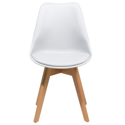 Wyld and Coco Nexa Home Set Of 2 White Faux Leather Dining Chairs With Beech Wood Cross-Base Legs - image 1