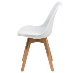 Wyld and Coco Nexa Home Set Of 2 White Faux Leather Dining Chairs With Beech Wood Cross-Base Legs - thumbnail 6