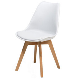 Wyld and Coco Nexa Home Set Of 2 White Faux Leather Dining Chairs With Beech Wood Cross-Base Legs - thumbnail 5