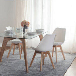 Wyld and Coco Nexa Home Set Of 2 White Faux Leather Dining Chairs With Beech Wood Cross-Base Legs - thumbnail 2