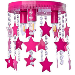 Milagro Ceiling Lamp Star 3Xe27 Hot Pink Attractive Hand Made Chandelier With Suspended Crystals And Stars - thumbnail 6
