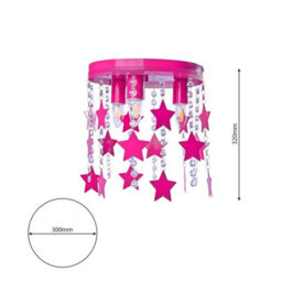 Milagro Ceiling Lamp Star 3Xe27 Hot Pink Attractive Hand Made Chandelier With Suspended Crystals And Stars - thumbnail 7