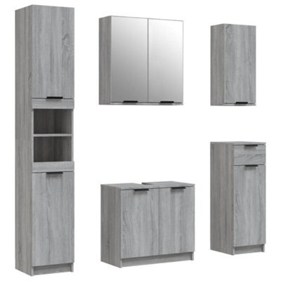 Berkfield Stylish 5 Piece Bathroom Cabinet Set Grey Sonoma Engineered Wood - image 1