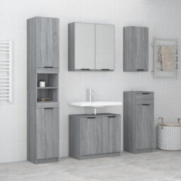 Berkfield Stylish 5 Piece Bathroom Cabinet Set Grey Sonoma Engineered Wood - thumbnail 2