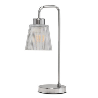 Lighting Supermarket Silver Arch Table Lamp With Mandalay Ribbed Clear Glass Shade - image 1