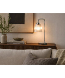 Lighting Supermarket Silver Arch Table Lamp With Mandalay Ribbed Clear Glass Shade - thumbnail 8