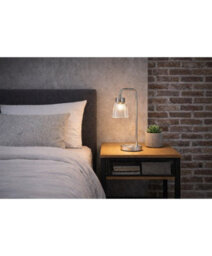 Lighting Supermarket Silver Arch Table Lamp With Mandalay Ribbed Clear Glass Shade - thumbnail 7