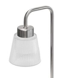 Lighting Supermarket Silver Arch Table Lamp With Mandalay Ribbed Clear Glass Shade - thumbnail 3