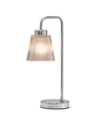 Lighting Supermarket Silver Arch Table Lamp With Mandalay Ribbed Clear Glass Shade - thumbnail 2