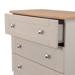 Santander Ready Assembled Matt Beige & Oak 3 Drawer Wide Chest (H)692mm (W)765mm (D)415mm - thumbnail 4