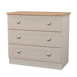 Santander Ready Assembled Matt Beige & Oak 3 Drawer Wide Chest (H)692mm (W)765mm (D)415mm - thumbnail 2