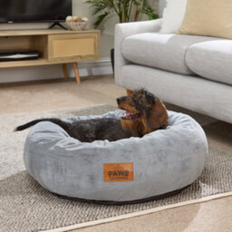 Slumberdown Paws For Slumber Donut Pet Bed, Grey, Large, 75Cm Diameter - thumbnail 1