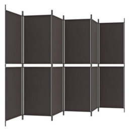 Berkfield 6-Panel Room Divider Brown 300X180 Cm Fabric - thumbnail 5