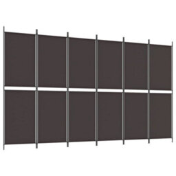 Berkfield 6-Panel Room Divider Brown 300X180 Cm Fabric - thumbnail 2