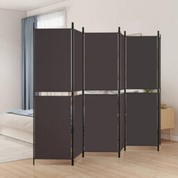 Berkfield 6-Panel Room Divider Brown 300X180 Cm Fabric