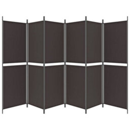 Berkfield 6-Panel Room Divider Brown 300X180 Cm Fabric - thumbnail 4