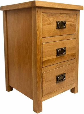 Home Furniture Group Oakcroft Swr38 Rustic Medium Wood Tall Bedside Table Fully Assembled 3-Drawer Solid Wood Cabinet 65Cm High - image 1