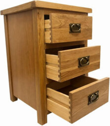 Home Furniture Group Oakcroft Swr38 Rustic Medium Wood Tall Bedside Table Fully Assembled 3-Drawer Solid Wood Cabinet 65Cm High - thumbnail 4