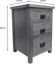 Home Furniture Group Oakcroft Swr38 Rustic Medium Wood Tall Bedside Table Fully Assembled 3-Drawer Solid Wood Cabinet 65Cm High - thumbnail 3