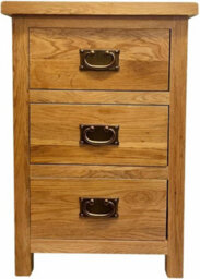 Home Furniture Group Oakcroft Swr38 Rustic Medium Wood Tall Bedside Table Fully Assembled 3-Drawer Solid Wood Cabinet 65Cm High - thumbnail 2