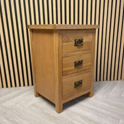 Home Furniture Group Oakcroft Swr38 Rustic Medium Wood Tall Bedside Table Fully Assembled 3-Drawer Solid Wood Cabinet 65Cm High - thumbnail 8