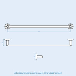 Nes Home Chrome Single Round Towel Bar Rail Holder - thumbnail 2