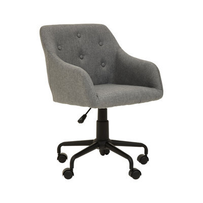 Orsina Ergonomic Tufted Grey And Black Home Office Chair, Comfortable Work From Home Chair, Movable Work Chair - image 1
