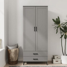 Urbn-Living Urbnliving 180Cm Height Black Wardrobe With Grey 2 Door 2 Drawer Modern Bedroom Clothes Storage Hanging Rail - thumbnail 2