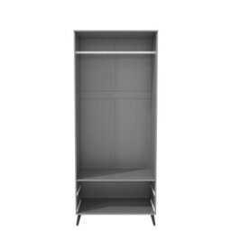 Urbn-Living Urbnliving 180Cm Height Black Wardrobe With Grey 2 Door 2 Drawer Modern Bedroom Clothes Storage Hanging Rail - thumbnail 7