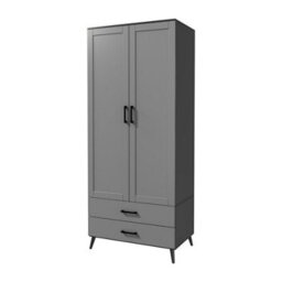 Urbn-Living Urbnliving 180Cm Height Black Wardrobe With Grey 2 Door 2 Drawer Modern Bedroom Clothes Storage Hanging Rail - thumbnail 4