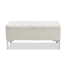Modena Storage Ottoman Bench, Ottoman Footstool With Legs, 137Cm Plush Velvet Upholstered End Of Bed Bench, White - thumbnail 2