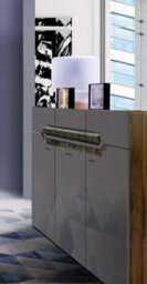 Arte Davos 12 Sideboard Cabinet In Dark Walnut, Grey Gloss & Marble Decor - W1300mm H900mm D420mm, Luxuriously Modern - thumbnail 2