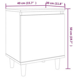 Berkfield Bed Cabinet With Solid Wood Legs Smoked Oak 40X30X50 Cm - thumbnail 8