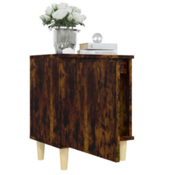 Berkfield Bed Cabinet With Solid Wood Legs Smoked Oak 40X30X50 Cm - thumbnail 4