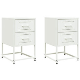 Berkfield Bedside Cabinets 2 Pcs White 36X39X60.5 Cm Steel - thumbnail 2