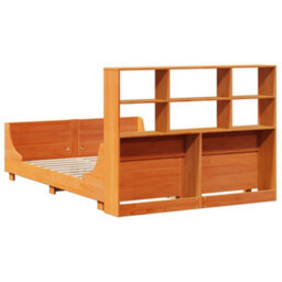 Berkfield Bookcase Bed Without Mattress Wax Brown 135X190 Cm Double Solid Wood - thumbnail 8