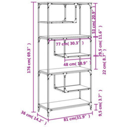 Berkfield Bookcase Grey Sonoma 81X36X176 Cm Engineered Wood - thumbnail 9