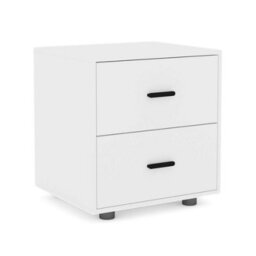 Urbn-Living Urbnliving Height 43Cm 2 Drawer Wooden White Bedside Cabinet Bedroom Furniture Storage Nightstand - thumbnail 6
