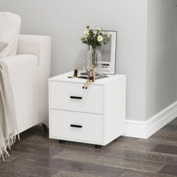 Urbn-Living Urbnliving Height 43Cm 2 Drawer Wooden White Bedside Cabinet Bedroom Furniture Storage Nightstand - thumbnail 3