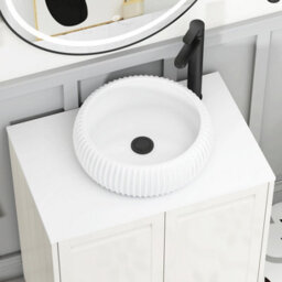 Royal Bathrooms Royal Bathroom Elmore 800mm Classic White Freestanding Bathroom Vanity Unit 2 Door Plain White Worktop With Milan Basin - thumbnail 4