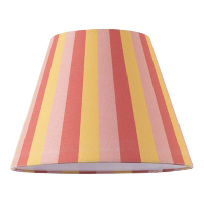 Happy Homewares Multi Pink Tone Striped Linen Coolie Lamp Shade With Cotton Inner - image 1