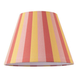 Happy Homewares Multi Pink Tone Striped Linen Coolie Lamp Shade With Cotton Inner - thumbnail 1