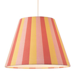 Happy Homewares Multi Pink Tone Striped Linen Coolie Lamp Shade With Cotton Inner - thumbnail 2